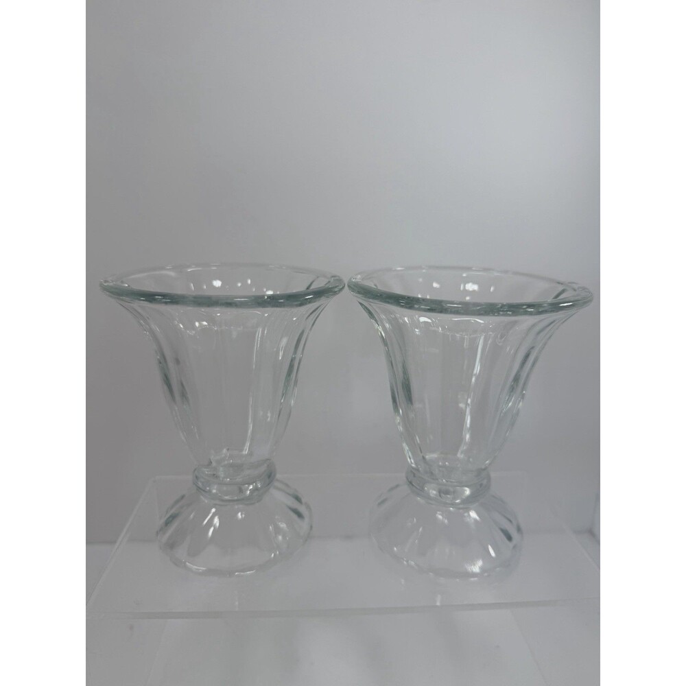 Vtg Libbey Glass Tulip Sundae Dishes Set of 2 Fluted Ice Cream Parfait 5" Clear
